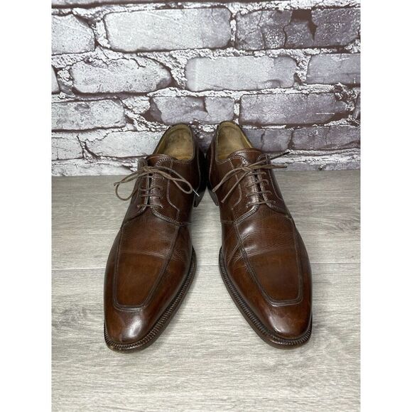 Santoni Brown Leather Apron Toe Loafers Oxfords Dress Shoes Men’s Sz 10D US/43EU main image 12